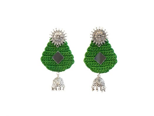 Happy Threads Crochet Earrings-Green